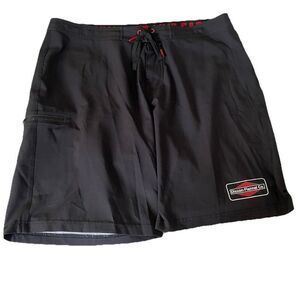 Dixxon Live Fast Mens 38 Board Shorts Swim Trunks Black Red Flannel Co
